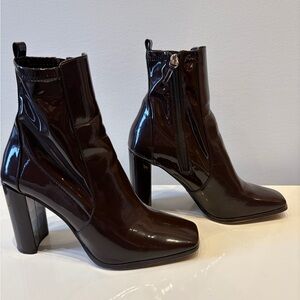 Aldo Glossy Dark Brown Heeled Boots